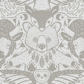 Svrchní kalhotky (M), bez křidélek - Lesní totem SZ, světle šedý fleece