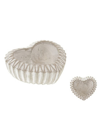 Obal na květiny betonový, tvar srdce se zdobeným okrajem, barva šedá