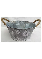 Obal kovový kulatý - na osázení, barva šedivá.