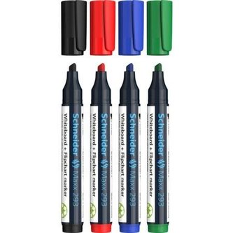 Popisovač na bílou tabuli a flipchart "Maxx 293", 4 barvy, 1-4mm, klínový hrot, SCHNEIDER