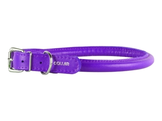 Obojek kožený Glamour Round - fialový (17-20cm/6mm)
