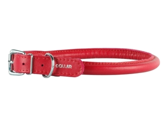 Obojek kožený Glamour Round - červený (17-20cm/6mm)