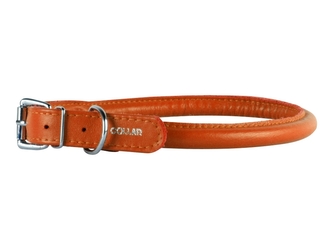 Obojek kožený Glamour Round - oranžový (17-20cm/6mm)
