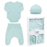 3-dílná kojenecká soupravička do porodnice New Baby I AM modrá - velikost 62 (3-6m)