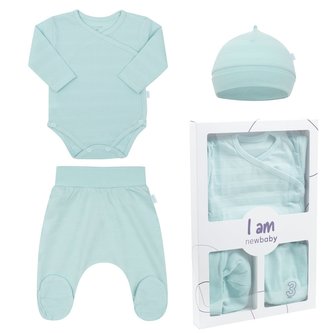 3-dílná kojenecká soupravička do porodnice New Baby I AM modrá - velikost 62 (3-6m)