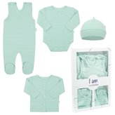 4-dílná kojenecká soupravička do porodnice New Baby I AM mátová - velikost 56 (0-3m)