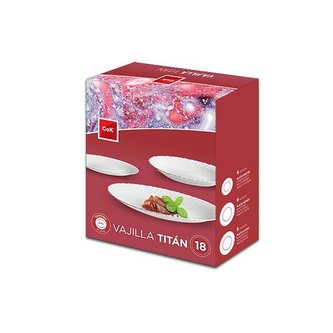 SADA JÍDELNÍCH TALÍŘŮ "TITAN", OPÁLOVÉ SKLO, 18KS SADA JÍDELNÍCH TALÍŘŮ "TITAN", OPÁLOVÉ SKLO, 18KS
