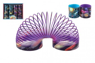 Spirála/pružina vesmír plast průměr 6,5cm 2 barvy 12ks v boxu