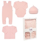 4-dílná kojenecká soupravička do porodnice New Baby I AM růžová - velikost 62 (3-6m)