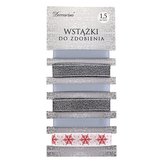 Sada stříbrných dekoračních vánočních stuh 1,5m 6ks