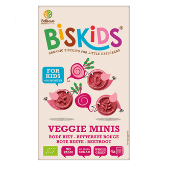 BISkids BIO dětské celozrnné mini sušenky s červenou řepou bez přidaného cukru 120g*