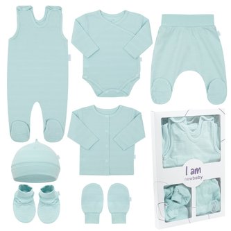 7-dílná kojenecká soupravička do porodnice New Baby I AM modrá - velikost 56 (0-3m)