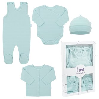 4-dílná kojenecká soupravička do porodnice New Baby I AM modrá - velikost 62 (3-6m)