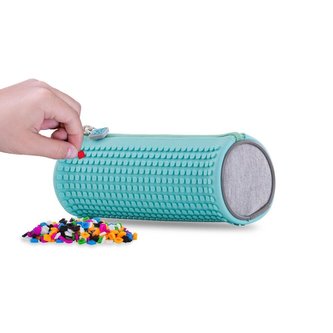 PIXIE CREW kulatý penál TYRKYSOVÁ/ŠEDÁ