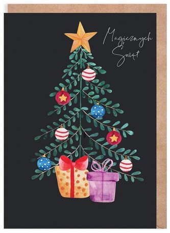 Kartka Boże Narodzenie Choinka czarna, eko K131