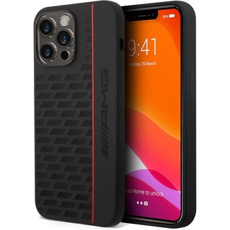 AMG Liquid Silicone Carbon Pattern kryt iPhone 14 Pro Max černý