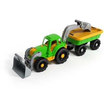 Traktor z ładowarką i przyczepą Traktor z ładowarką i przyczepą