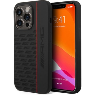 AMG Liquid Silicone Carbon Pattern kryt iPhone 14 Pro černý