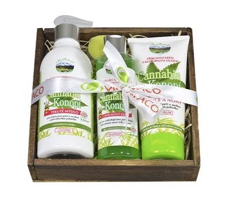 Vivaco Dárkové balení kosmetiky CannaCare v dřevěné bedýnce