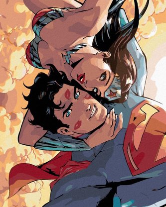 Malování podle čísel 40 x 50 cm Wonder Woman - WONDER WOMAN A SUPERMAN SELFIE