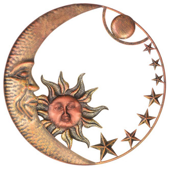 Slunce a měsíc, kovová nástěnná dekorace