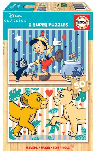 Puzzle 2x50 Pinokio/Król Lew (drewniane) G3 Puzzle 2x50 Pinokio/Król Lew (drewniane) G3