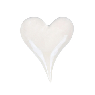 Srdce keramické, lesklá bílá barva.