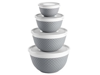 Sada kulatých misek (0,5l; 1,2l; 2,5l; 4l) průhledná šedá