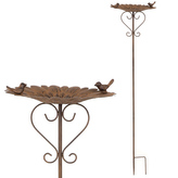 Zápich kovový - zahradní dekorace, list s ptáčkem.