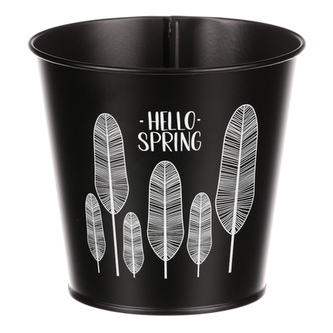 Obal kovový s peříčky, barva černá.