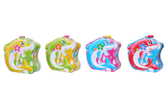 Pokladnička plechová delfín 13x14 cm - Mix barev