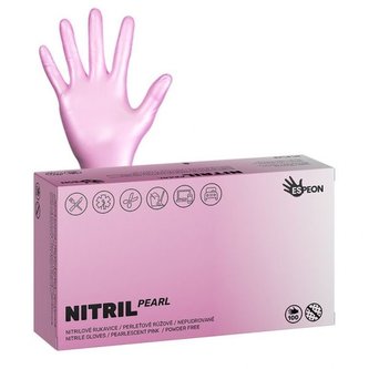 Nitrilové rukavice NITRIL SPARKLE 100 ks, nepudrované M, perleťově růžové