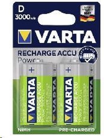 Nabíjecí baterie, D (velký monočlánek), 2x3000 mAh, přednabité, VARTA "Power Accu"