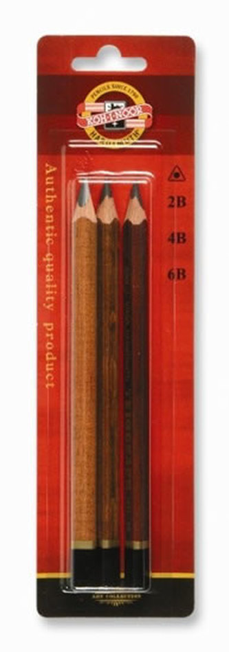 Koh-i-noor tužka trojhranná grafitová silná 2B,4B,6B set 3 ks, hnědá barva