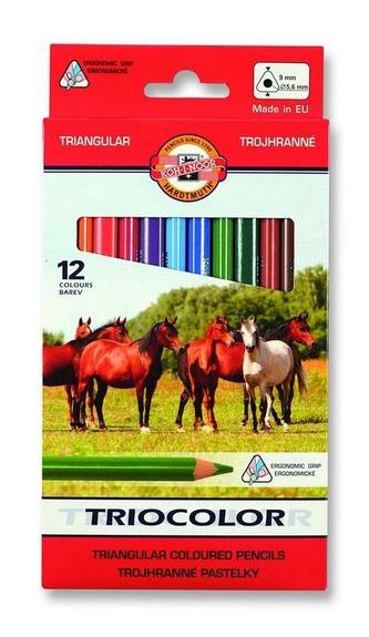 Barevné pastelky "Triocolour kůň 3142/12", 12ks, trojhranné, KOH-I-NOOR