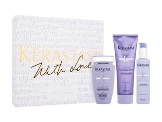 Kérastase Blond Absolu šampon Blond Absolu Anti-Brass Purple Shampoo 250 ml + kondicionér Blond Absolu Intense Fortifying Conditioning Treatment 250 ml + sérum na vlasy Blond Absolu Universal Fortifying Heat-Protection Serum 150 ml