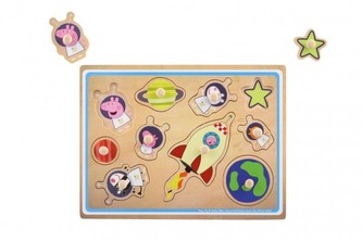 Vkládačka/Puzzle deskové dřevo Prasátko Peppa/Peppa Pig 30x22,5cm ve fólii v krabici 31x23,5cm 18m+