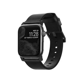 Nomad Modern kožený řemínek Apple Watch 45/44/42mm černý/černé přezky