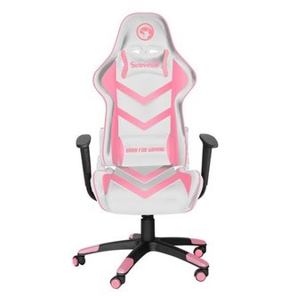 Herní křeslo Marvo CH-106, bílo-růžové, polohovatelné
