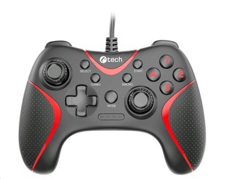 C-TECH gamepad Theon pro PC/PS3, 2 programovatelná makro tlačítka, 2x analog, X-input, vibrační, 1,8m kab