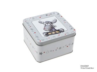 DÓZA NA CUKROVÍ JELEN 10.6x10.6x6.8CM VÁNOČNÍ MOT.