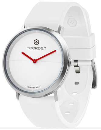 NOERDEN chytré elegantní hybridní hodinky LIFE2 White/ dotykové sklíčko/ 5 ATM/ výdrž až 6 měsíců/ bílé/ CZ app