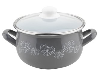 HRNEC SMALTOVANÝ PYZA S POKLIČKOU 18CM 3L , MERRYLOVE ŠEDÝ B/P