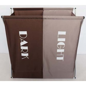 Koš na prádlo látkový, 2-komorový, barva hnědá