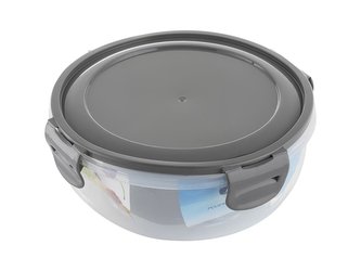 KULATÁ DÓZA NA POTRAVINY S KLIPSY ŠEDÁ 400ML