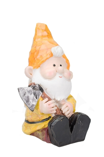 Trpaslík sedící žlutý 17x10x11 cm