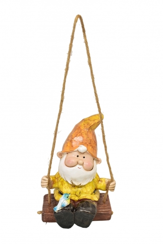 Trpaslík na houpačce žlutý 14,5x10x9 cm