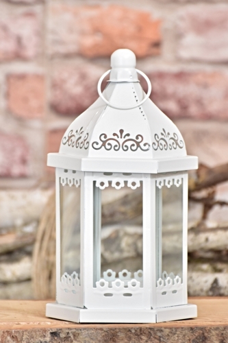 Kovová lucerna bílá 23x12x12 cm Kovová lucerna bílá 23x12x12 cm