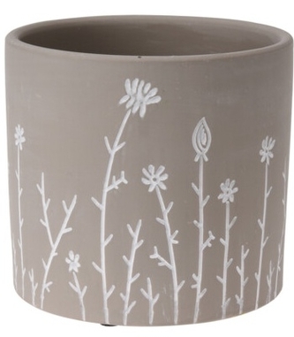 Keramický květináč s květinami 10,5x12, taupe B