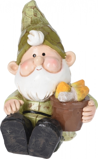 Trpaslík sedící zelený 17x10x11 cm